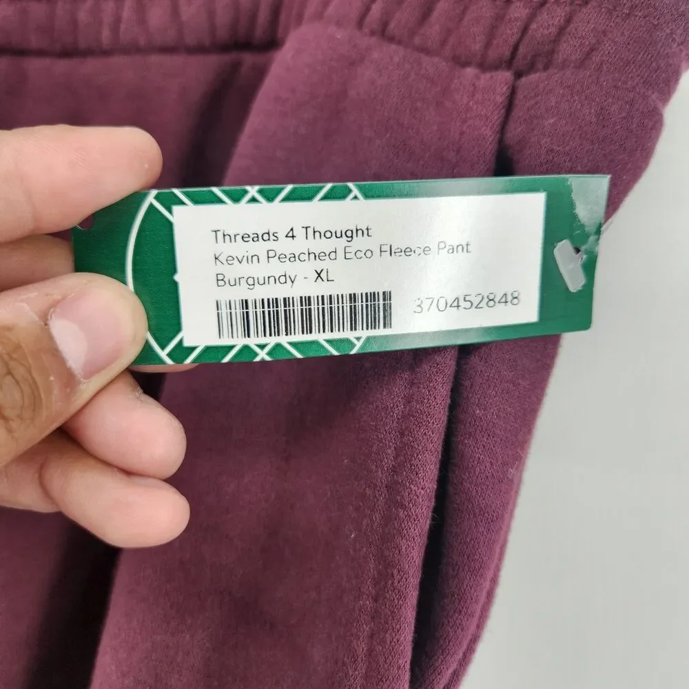 Threads 4 Thought Men's Burgundy XL Kevin‎ Peached Eco Fleece Pants NWOT